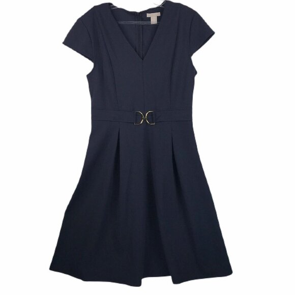H&M Dresses & Skirts - H&M Womens Dress Size M Medium Navy Blue Cap Sleeve V-Neck Business EUC